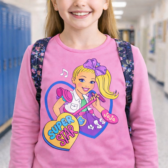 JoJo Siwa Girls Pink Long Sleeve Shirt Super Star Graphic Kids XL 14/16 - Picture 1 of 5